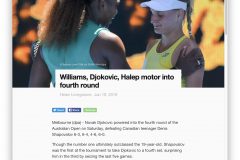 Williams, Djokovic, Halep motor into fourth round | dpa International