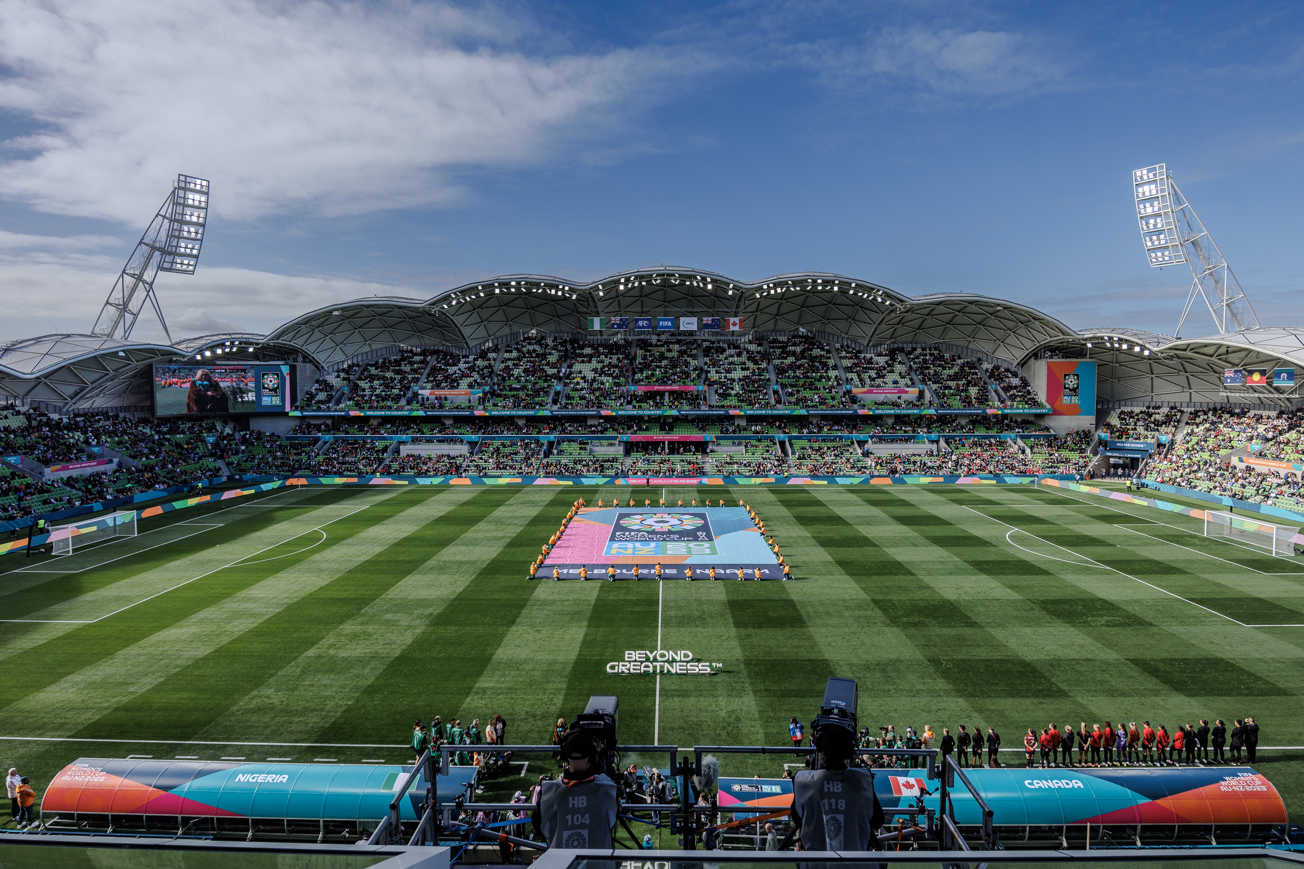 MELBOURNE - July 21, 2023: A view of the Melbourne Rectangular Stadium prior to the start of the first match in Melbourne at the 2023 Women's World Cup group B match between Nigeria and Canada. 20230721_SL5_8119