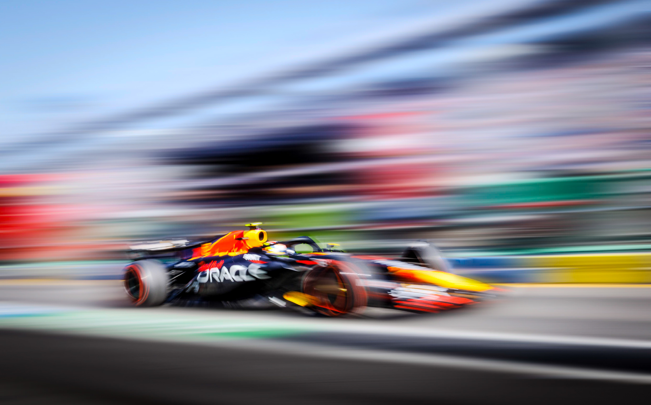 MELBOURNE - April 2, 2023: Sergio Perez (MEX) driving the (11) Red Bull Racing-Honda RBPT RB19 heads out onto pitlane to take his place on the grid for the start of the 2023 Formula 1 Rolex Australian Grand Prix in Melbourne, Australia.
